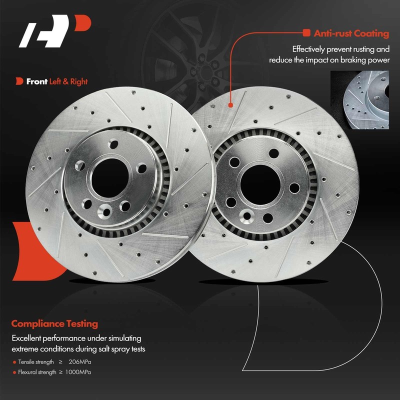 A-Premium Front & Rear Drilled Brake Rotor & Ceramic Pad for Volvo S80 2016 FWD gallery