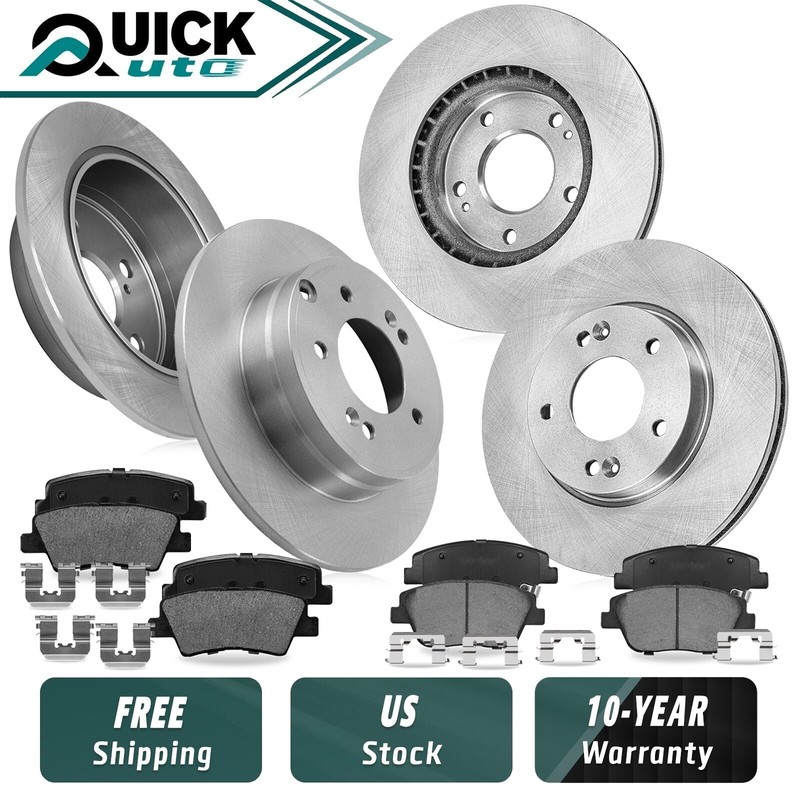 Front & Rear Disc Brake Rotors + Ceramic Brake Pads Kit for Sonata Optima
