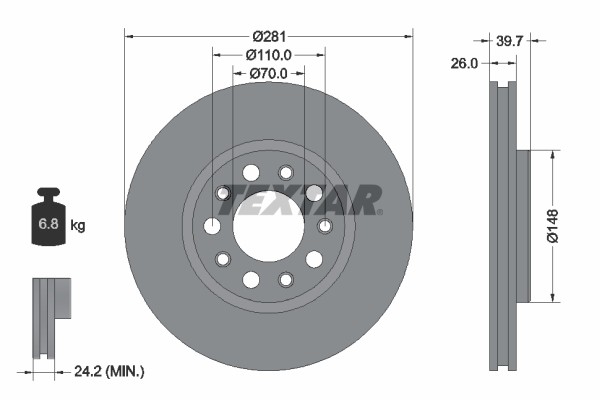 Textar 92230103 Brake Disc for Alfa Romeo, Fiat, Jeep gallery