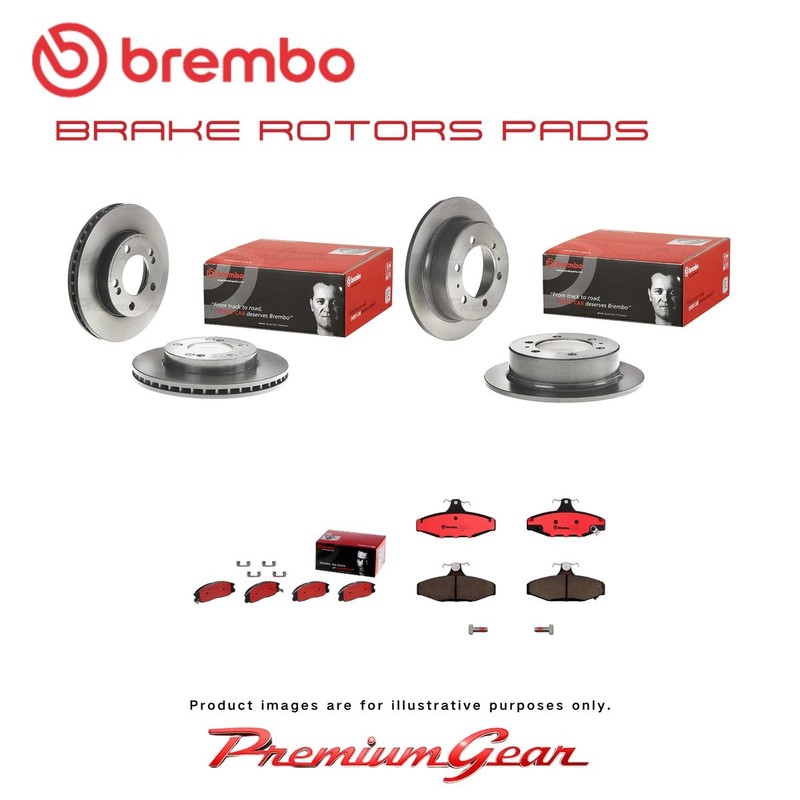 Front+Rear Brembo UV Coated Disc Rotors+NAO Pads for Ssangyong Rexton GAB 03-12