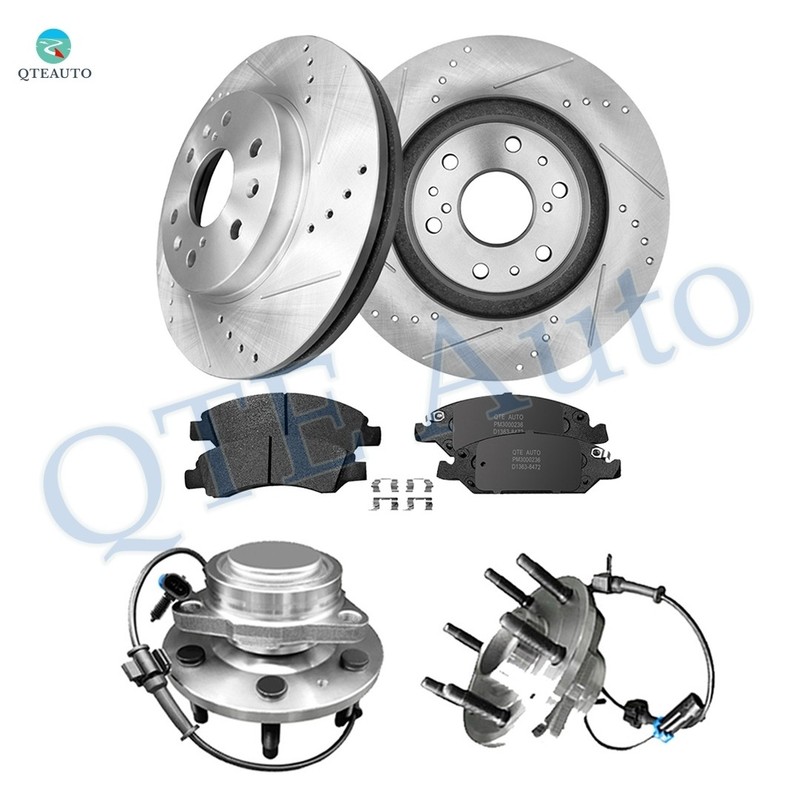 8P F 329.95 Drilled Rotors-D1363 8472 Pad-Hub For 2005 2006 Chevy Silverado 1500