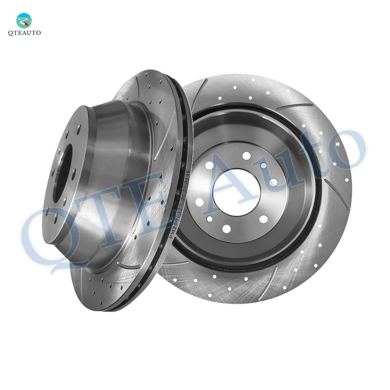 Rear 325mm Drilled Slotted Brake Disc Rotors For 2005-2009 Saab 9-7X