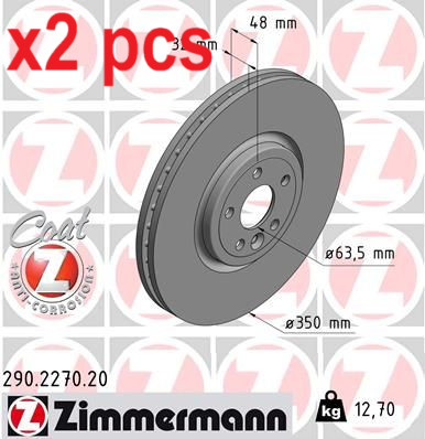 X2 PCS L&R SIDES FITS JAGUAR F-PACE 2.0 TI4 BRAKE DISC 290.2270.20 ZIMMERMANN