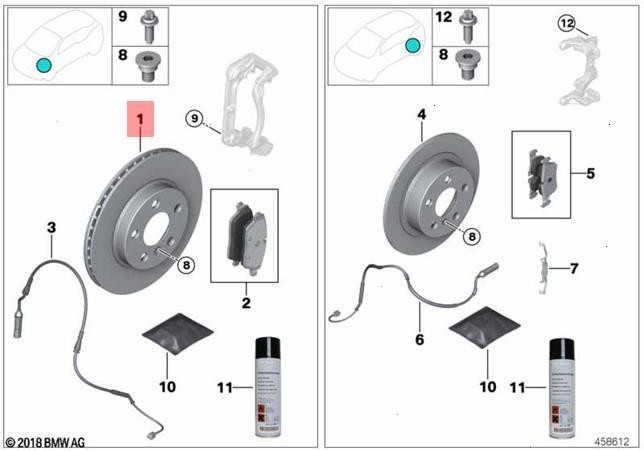 For BMW G12 740i 348x36mm Front Driver Left Brake Disc Rotor Genuine 34108858705