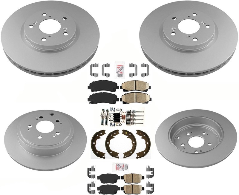 F&R Coated Disc Brake Rotors Ceramic Pads, Hardware Parking for Ridgeline 06-11