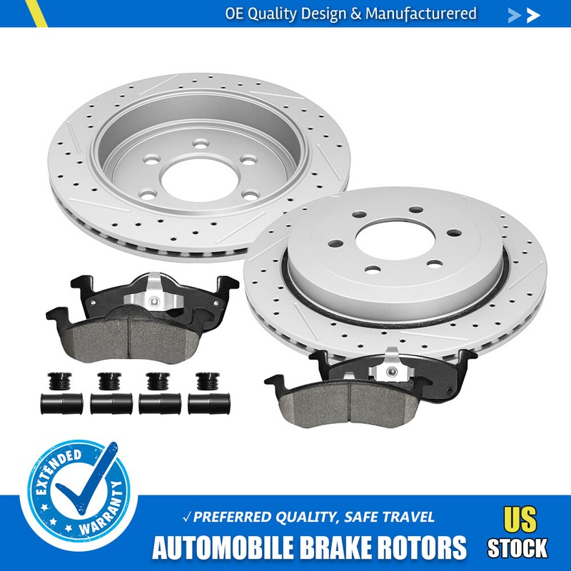 Rear Drilled Brake Disc Rotors + Pads For Lincoln Navigator 2007 2008 2009-2017