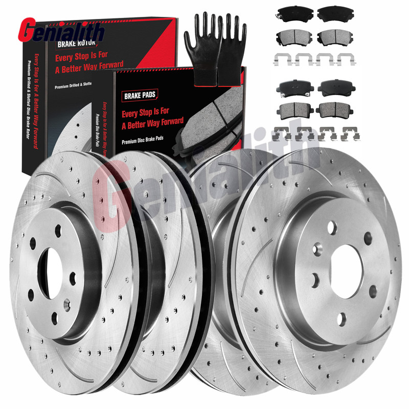 For 2010 – 2011 Saab 9-5 Front Rear Drilled Slotted Rotors Pads