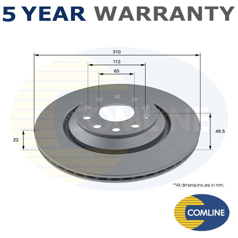 Comline Front Rear Brake Disc Fits Superb Yeti Golf Tiguan Allspace A3 Leon