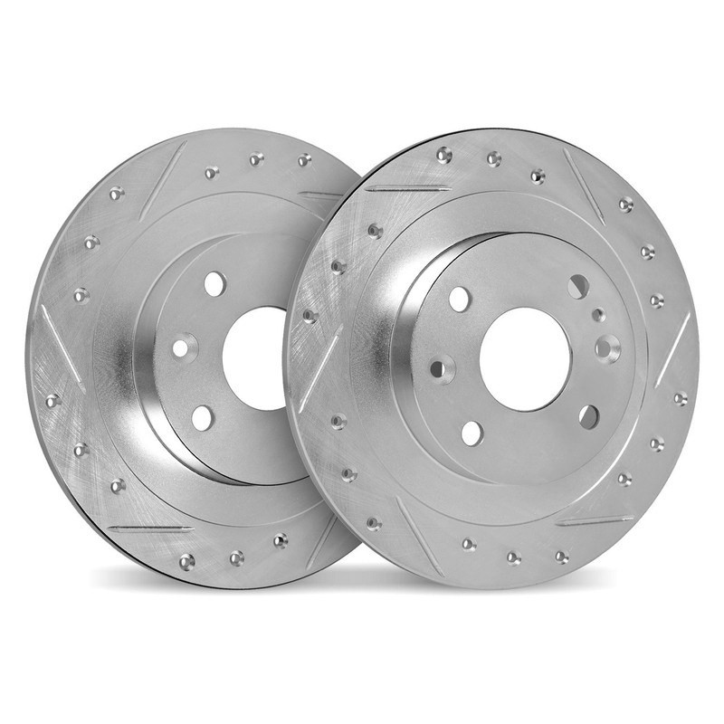 For Audi 100 1989-1991 DFC Premium Drilled & Slotted Rear Brake Rotor Set