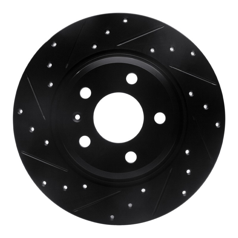 R1 For 09-25 Audi A4 Left Drilled & Slotted Black Brake Rotor