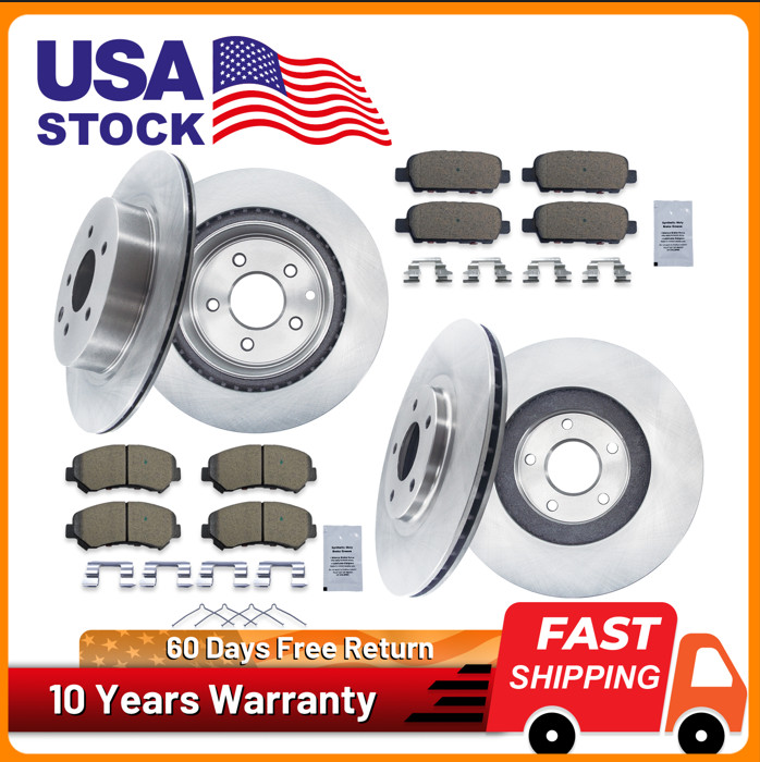 10pc Front Rear Drilled Slotted Rotors Brake Pads for 2009-2014 Nissan Maxima