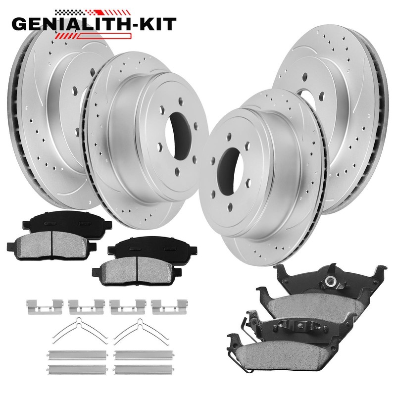 Front Rear Brake Rotors + Ceramic Brake Pads for Ford F-150 Lincoln Mark LT 4WD