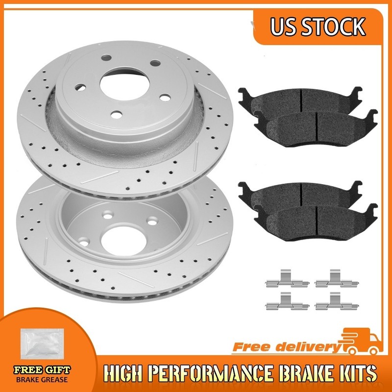 Rear Drilled Brake Rotors Ceramic Brake Pads for Aspen Durango Dodge Ram 1500