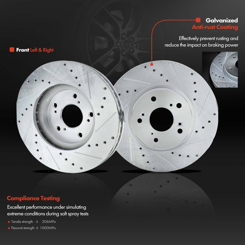 Drilled Brake Rotors & Ceramic Brake Pads for Acura TL 2004-2008 Front & Rear gallery