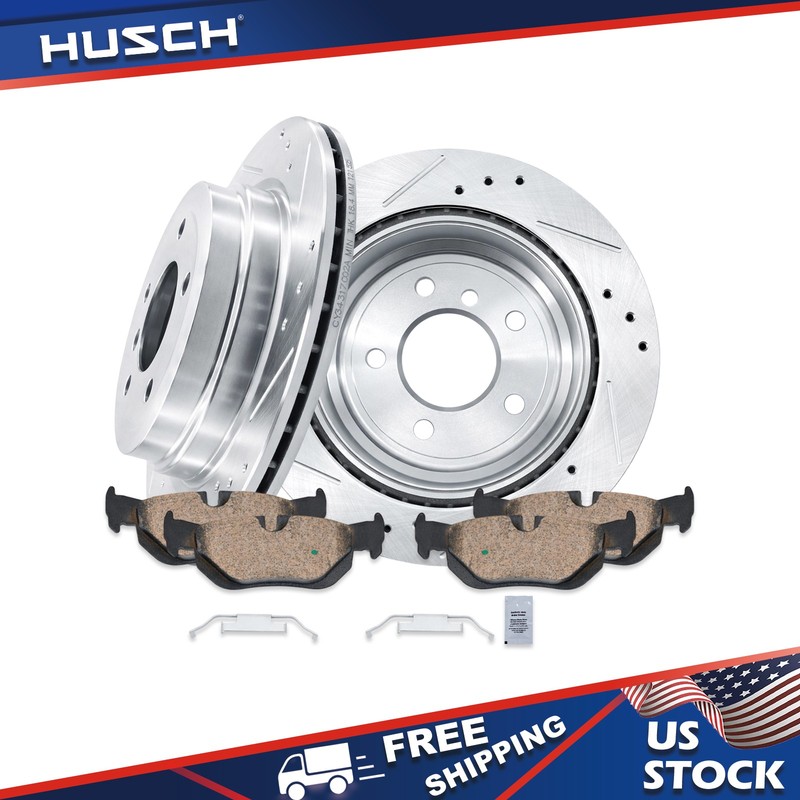 300mm Rear Drilled Disc Rotors + Ceramic Brake Pads for BMW 328i xDrive 328xi X1
