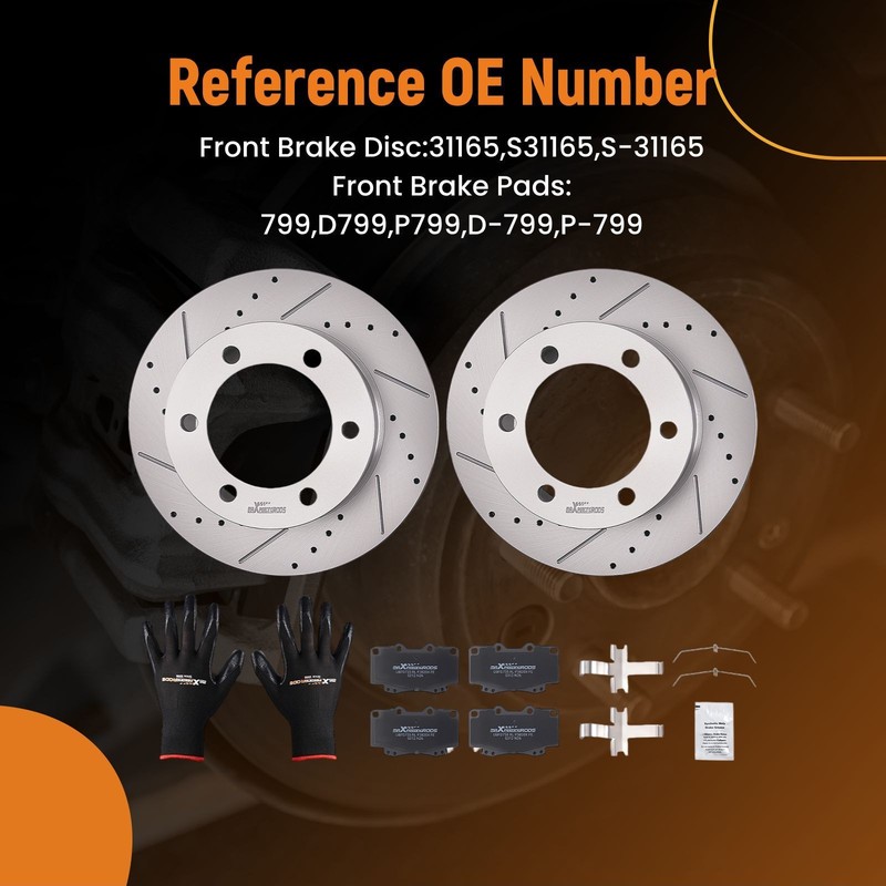 Front Vented Brake Rotors with Pads for Toyota Tacoma 1999-2004 S31165 P799 gallery