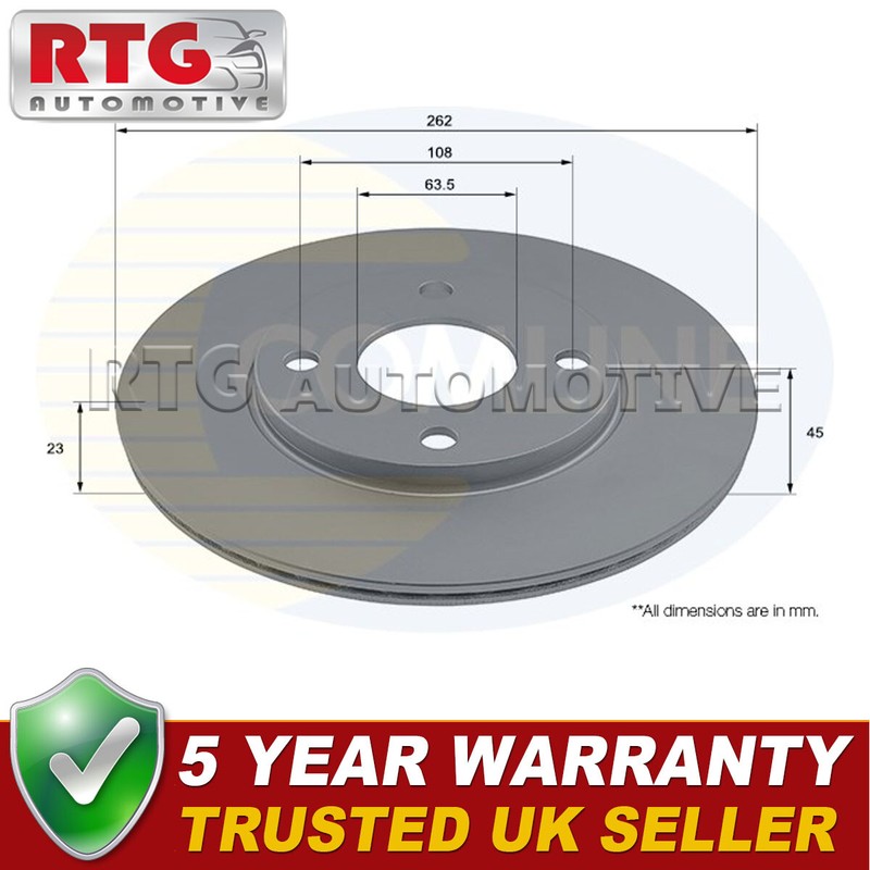 Front Brake Disc Fits Ford Fiesta 2017- 1.0 1.1 1.5 dCi #1 H1BC1125A1A 2095058