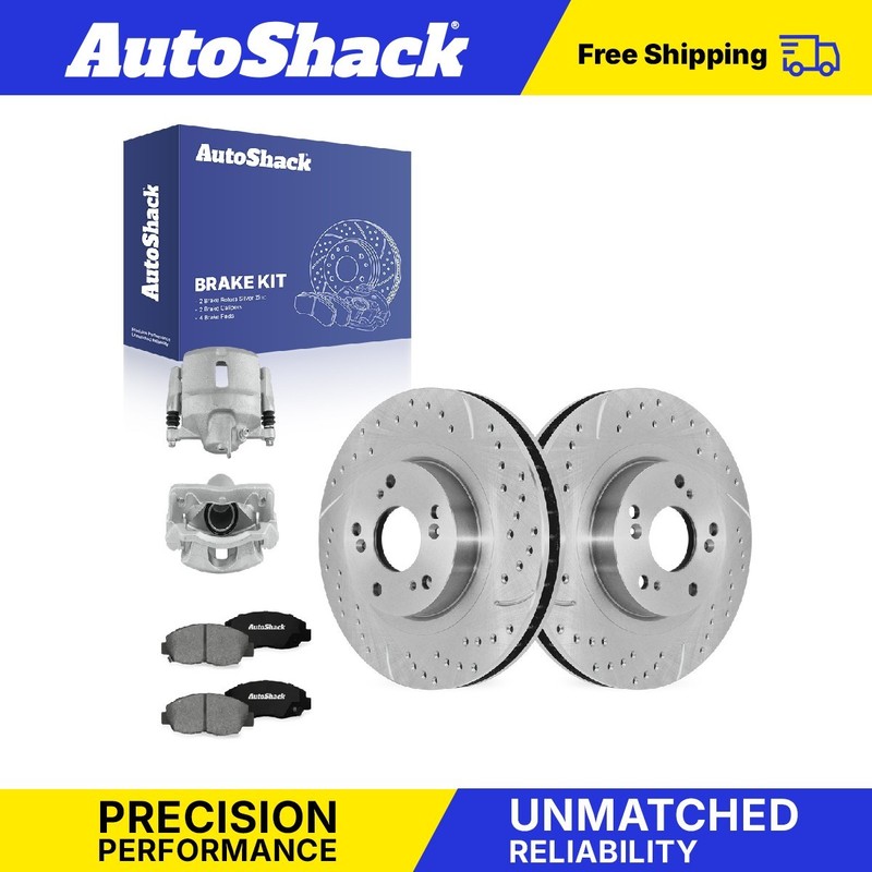 Front Drilled Slotted Brake Rotors Premium Pads Calipers for Honda, Civic 06-11