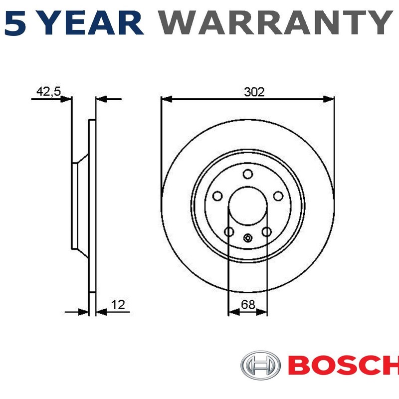 Bosch Rear Brake Disc Fits Audi Allroad 2006-2011 2.7 TDi 3.0 3.1 4.2
