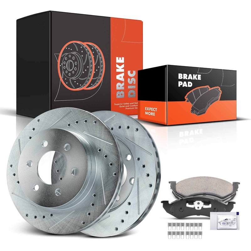 Drilled Brake Rotors + Brake Pads for Dodge Dakota Durango 2000 2001 2002 Front