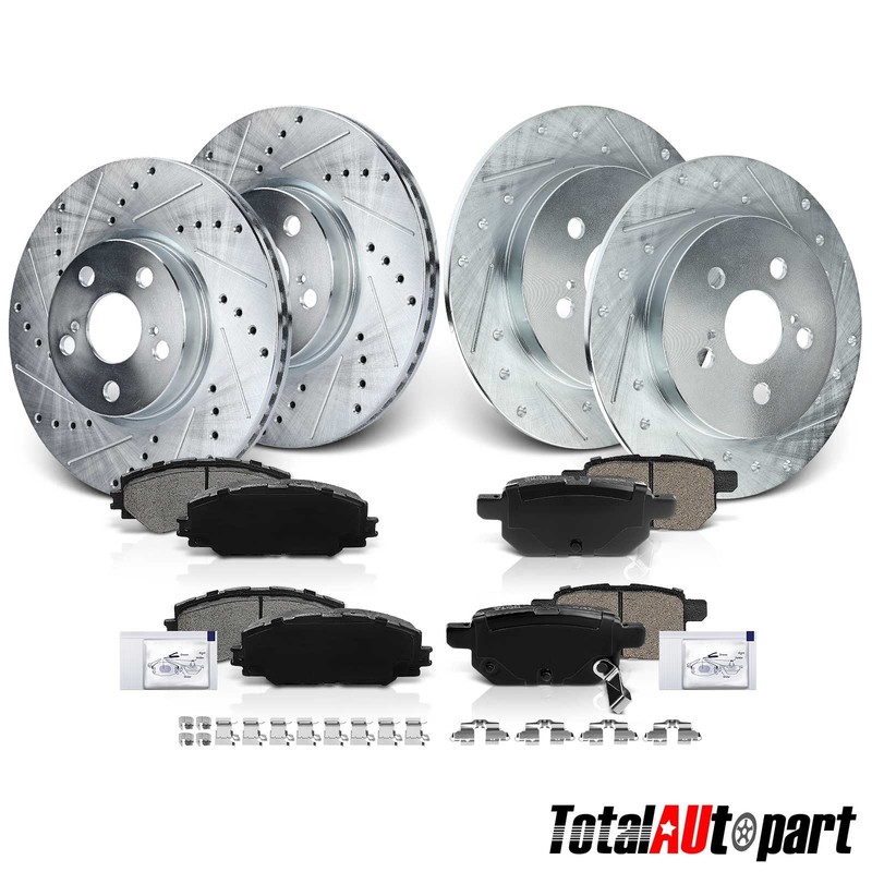 12Pcs Drilled Brake Rotors & Brake Pads for Toyota Corolla Pontiac Front & Rear