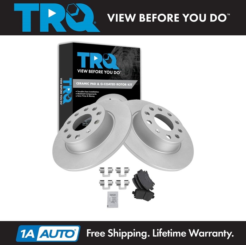 TRQ Rear Brake Pad & Rotor Kit Premium G-Coated Ceramic Fits Audi Volkswagen