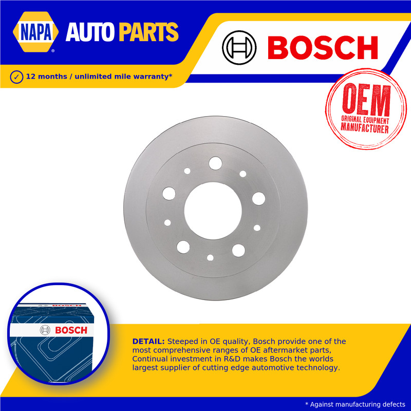 2x Brake Discs Pair Solid fits VAUXHALL MOVANO C Rear 2021 on 279.7mm Set Bosch