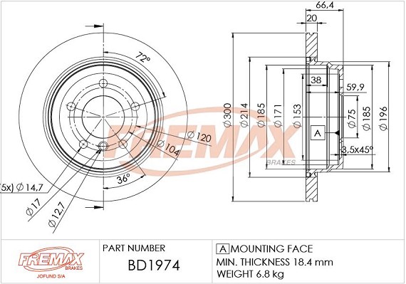 Remax BD-1974 Brake Disc for BMW