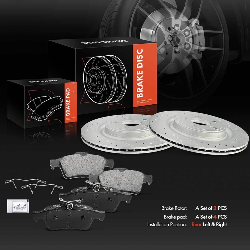 Rear Drilled Brake Rotors&Ceramic Brake Pads for Jaguar S-Type XF XJ XJ8 XJR XK gallery