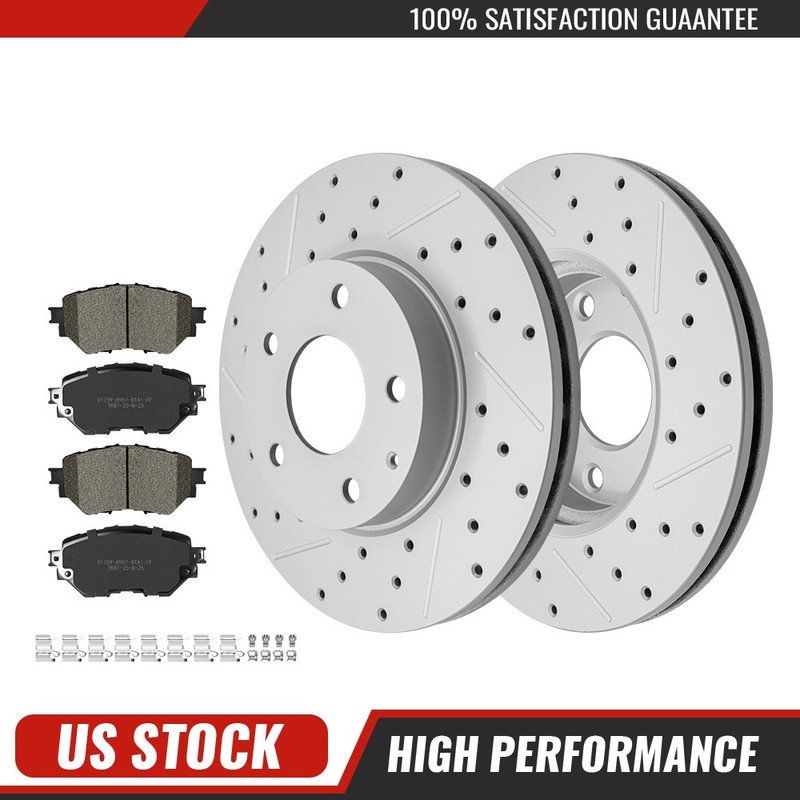 280mm Front Brake Disc Rotors Ceramic Brake Pads Kit For 2014 2015 2016 Mazda 3