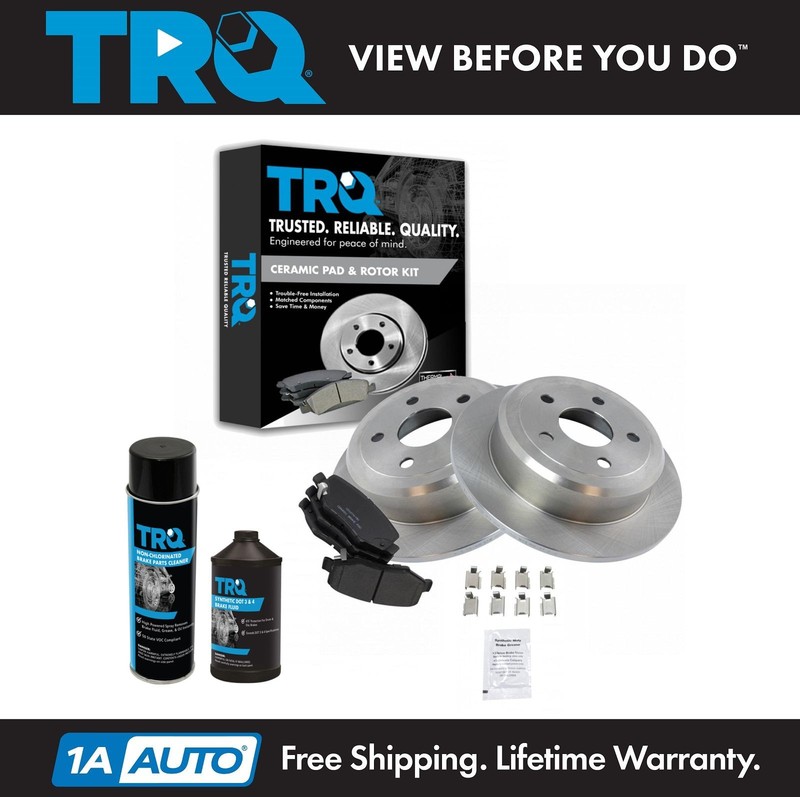 TRQ Rear Ceramic Brake Pads & Rotor Kit Fits 07-17 Jeep Wrangler 018 Wrangler JK