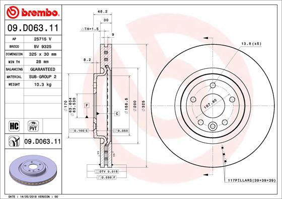 KGF Front Brake Disc Fits Jaguar XE 2015- XF 2015- 2.0 D 3.0 #1 T4N1801 gallery