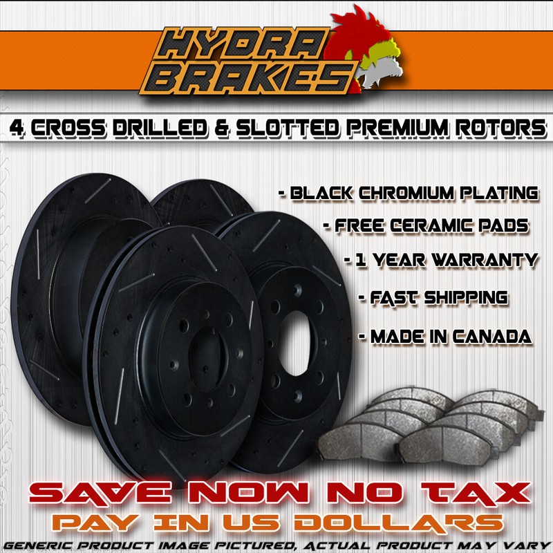 FITS 2013 2014 FORD MUSTANG GT Drill Slot Brake Rotors CERAMIC BLK