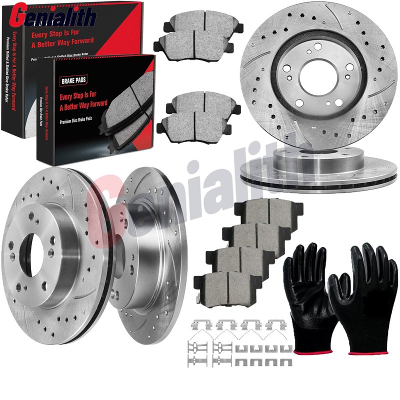 Front Rear Disc Rotors Ceramic Brake Pads Kits for 2009 2010 2011 Honda Civic