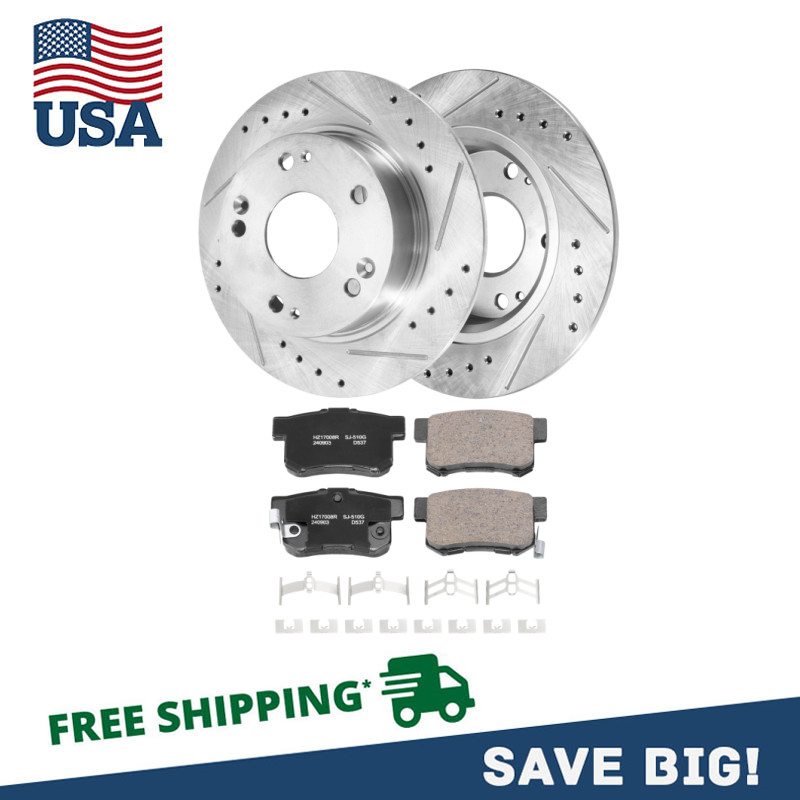 260mm REAR Drilled Disc Rotors Brake Pads for 2003 – 2007 Honda Accord Acura TSX