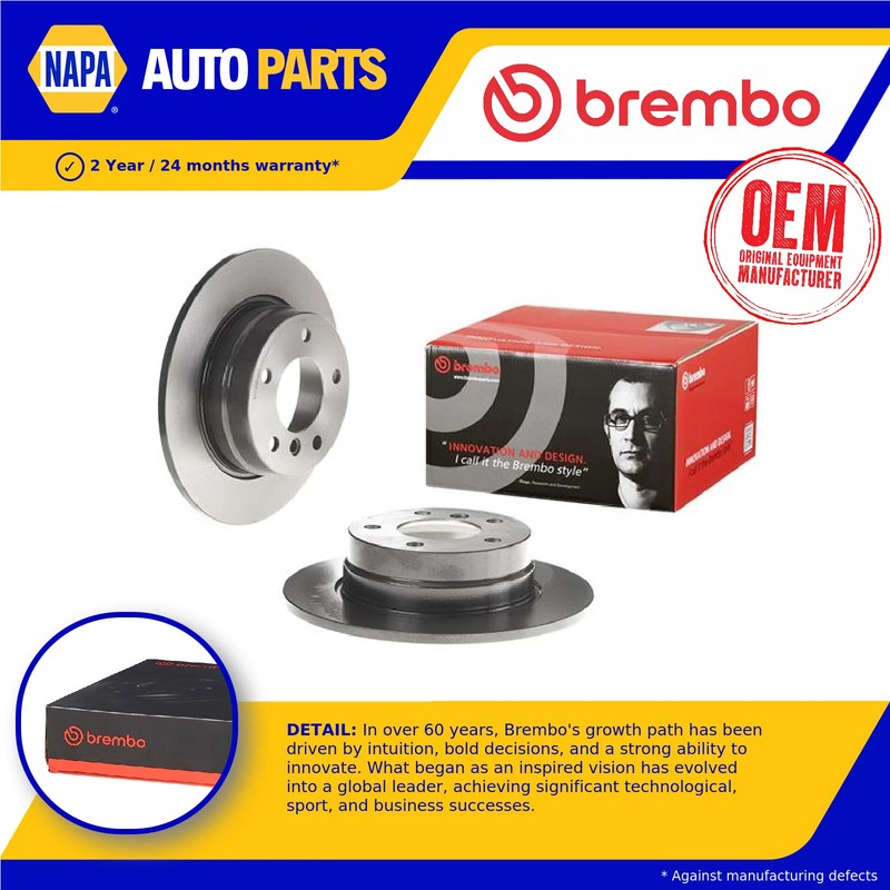2x Brake Discs Pair Solid fits BMW 118D E87 2.0D Rear 04 to 07 280mm Set Brembo