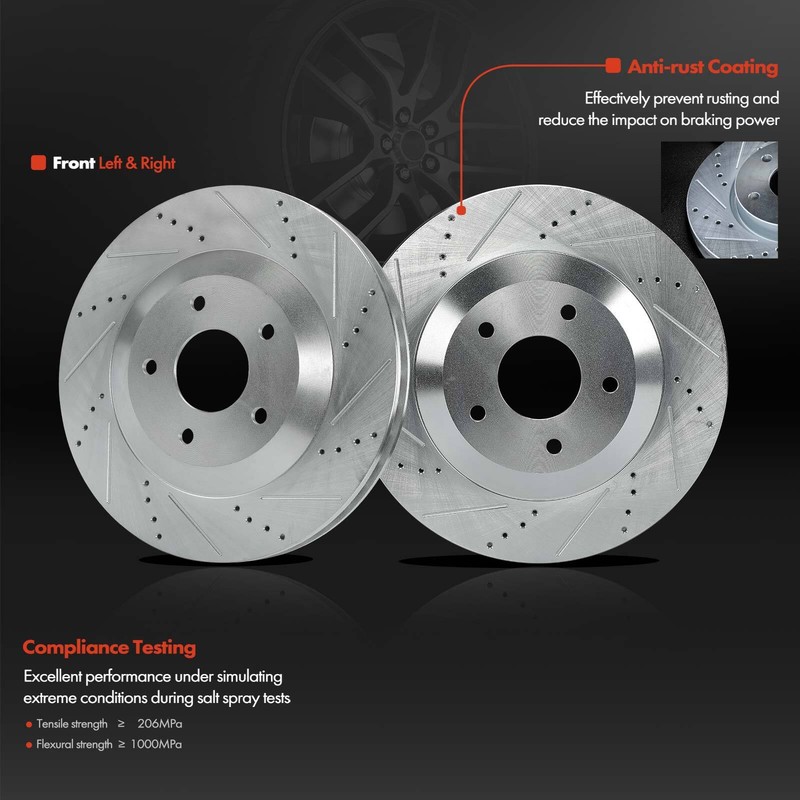 Front Left & Right Side Drilled Brake Rotors Brake Pad for Chevrolet Cadillac gallery