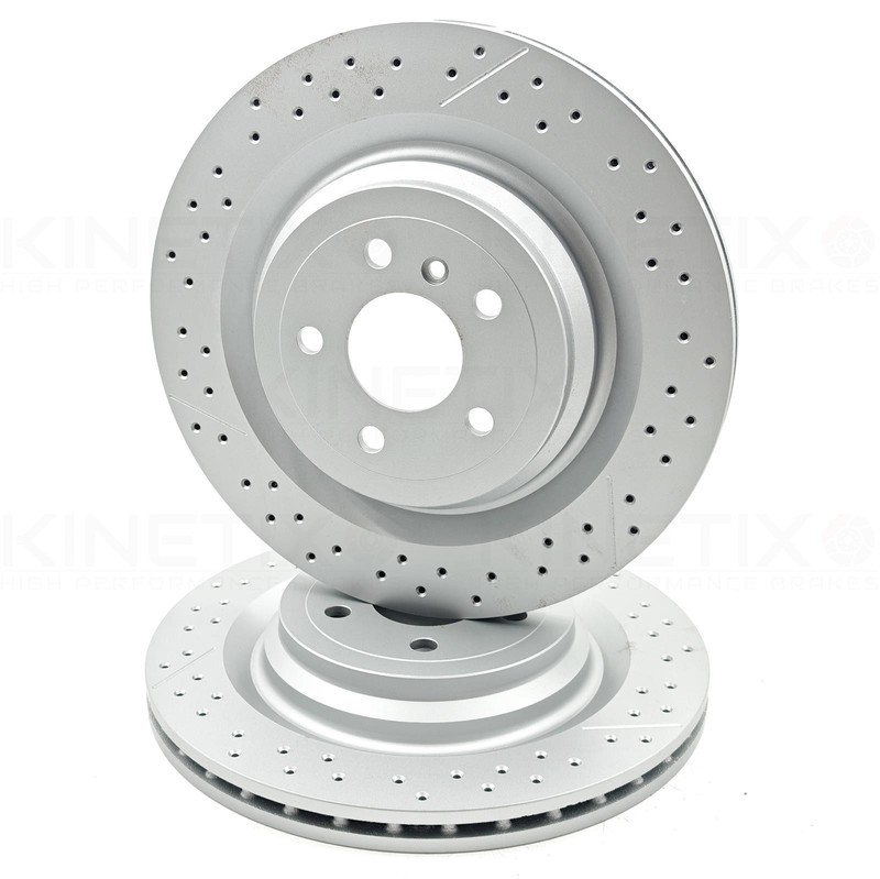 FOR MERCEDES GLE63 AMG REAR DRILLED GROOVED COATED BRAKE DISCS SET 345mm