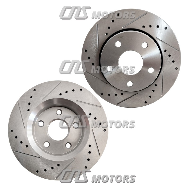 Front Drilled & Slotted Brake Rotors 53040 For Jeep Wrangler 2007-2017