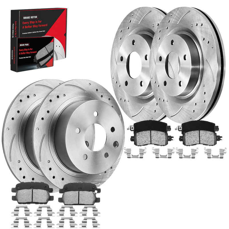 Front Rear Drilled Rotors Brake Pads Kit for Nissan Frontier Xterra Equator 6Lug