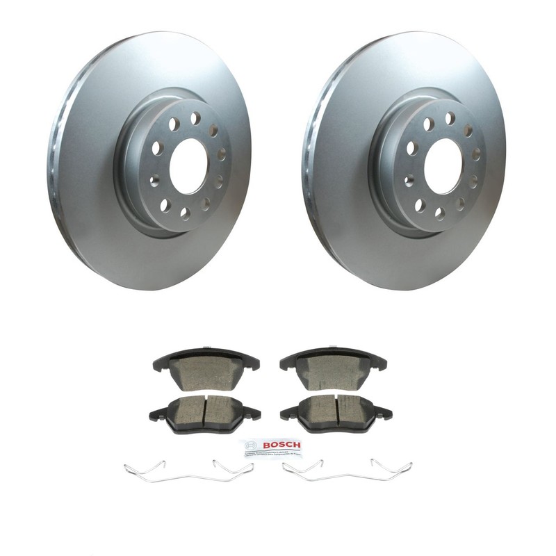 Hella Front Rotors Bosch QuietCast Ceramic Disc Brake Pads Kit For Beetle Jetta