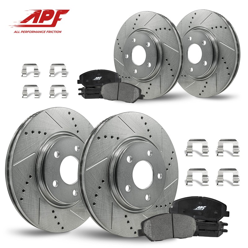 Front+Rear Drill/Slot Zinc Brake Rotors Ceramic Pads for Hyundai Santa Fe 08-09