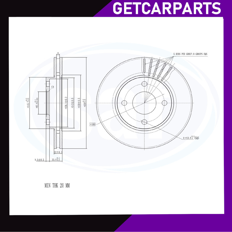 Front Vented Brake Discs/Pads Fits Ford Focus Saloon 1998-2009 1.4/1.6/1.8/2.0 gallery