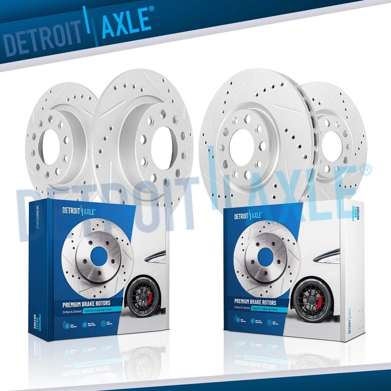 4pc Front Rear Drilled Slotted Brake Rotors for 2013 2014 2015 2016 Dodge Dart