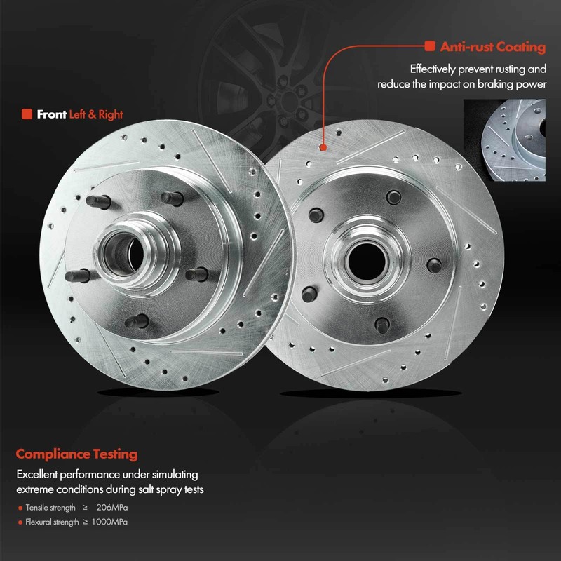 Front Drilled Brake Rotors & Brake Pads for Ford E-150 Econoline 1994-2001 F-150 gallery