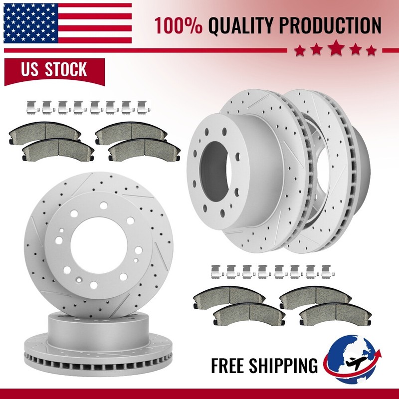Front Rear Disc Brake Rotors Ceramic Pads for Chevrolet Silverdo 2500 3500 HD