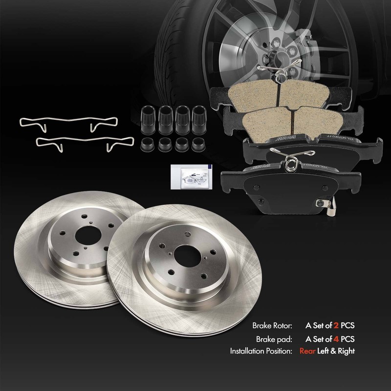 6Pcs Disc Brake Rotor & Ceramic Brake Pad for Subaru Ascent 2019 2020-2022 Rear gallery