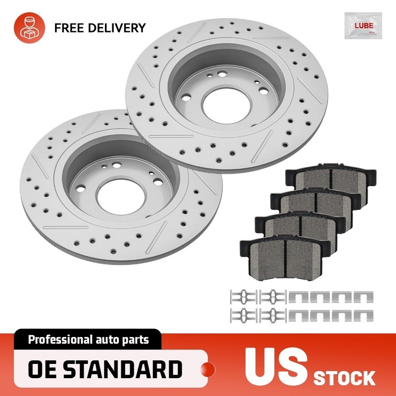 Rear Disc Drilled Rotors & Brake Pads for Honda Accord 2003-2007 TSX 2004-2008