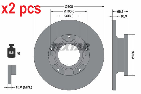 X2 PCS L&R SIDES BRAKE DISC 92273903