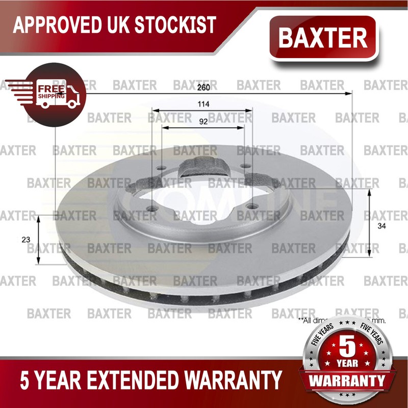 Fits Honda Civic 1994-2005 Rover 600 1993-1999 Baxter Front Brake Disc #1